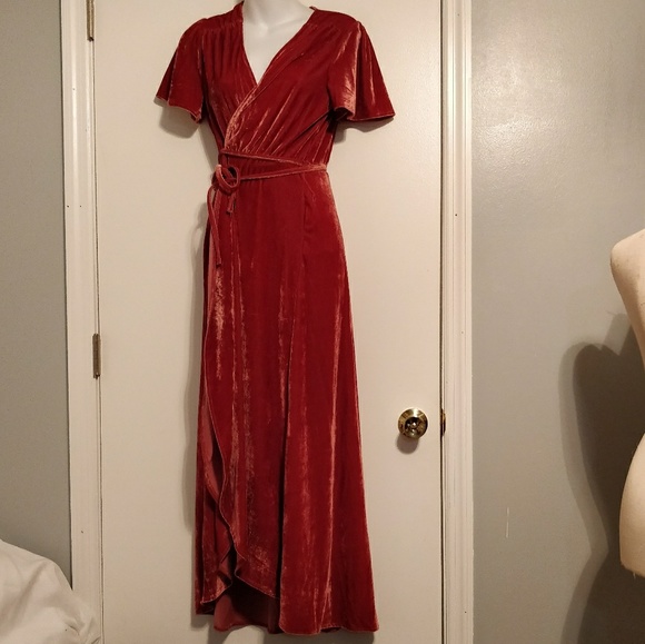 pretty little thing velvet wrap dress